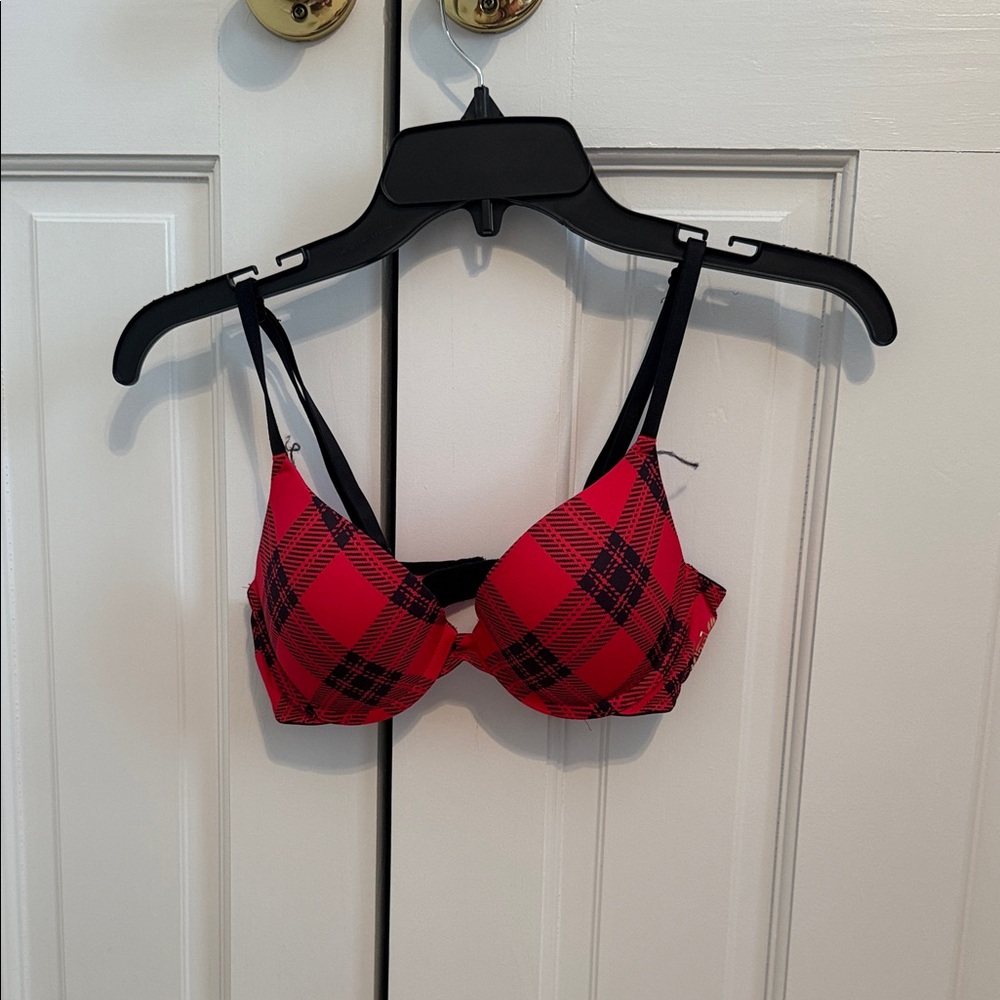PINK Victoria's Secret Red and Black Plaid Bra